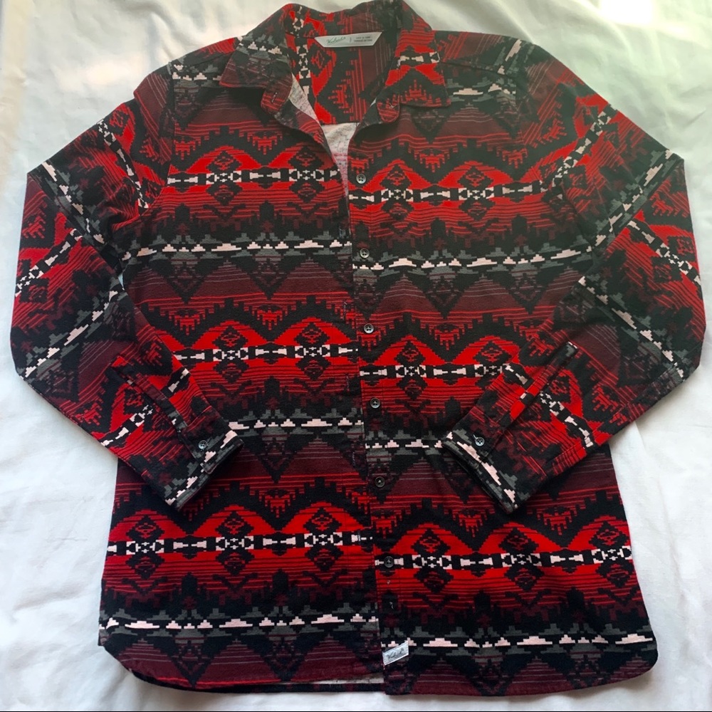 Woolrich Red & Grey Aztec Print Button Down